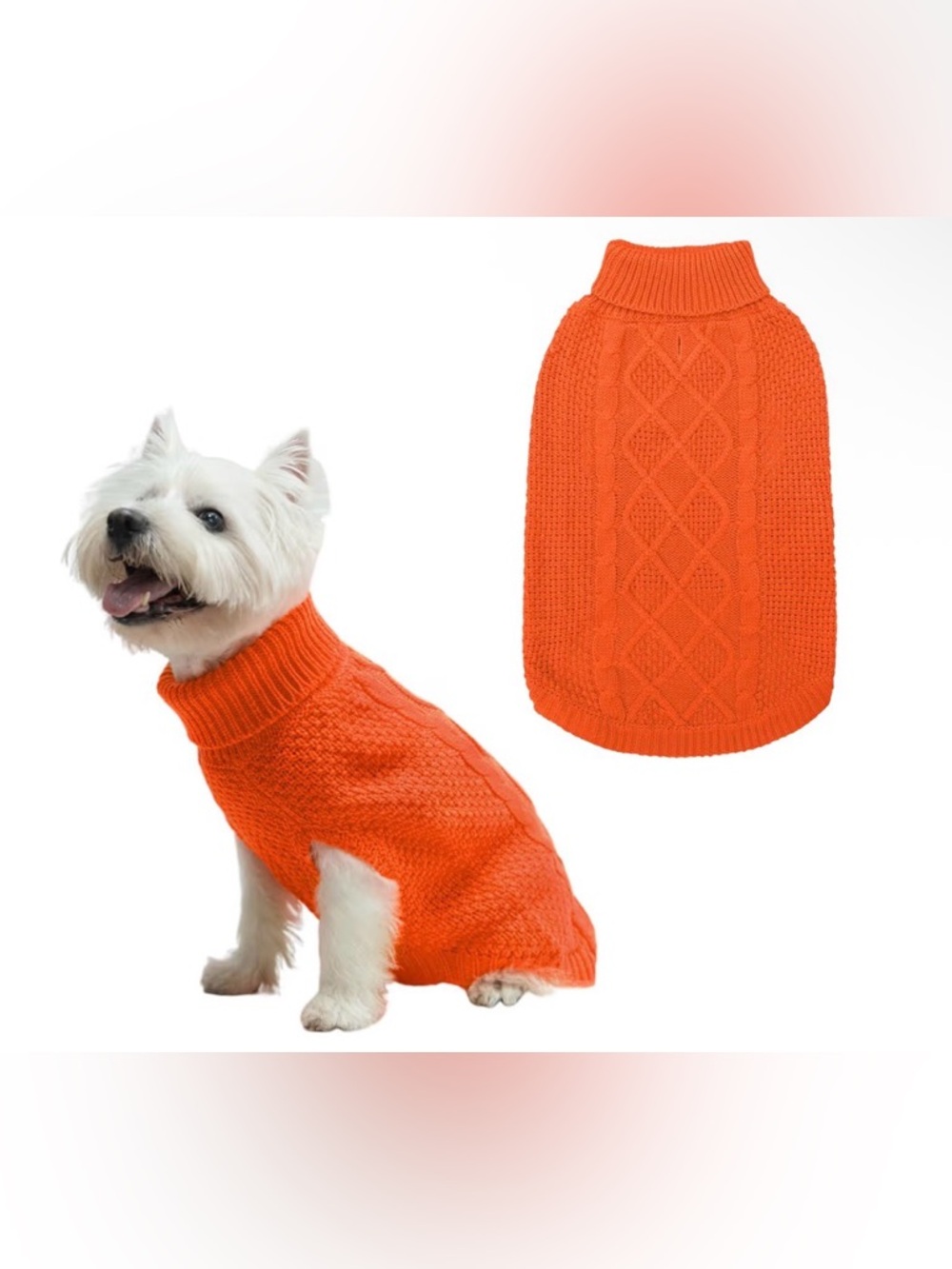 Mihachi Turtleneck Dog Sweater - Winter Coat Apparel Classic Cable Knit 2 PACK